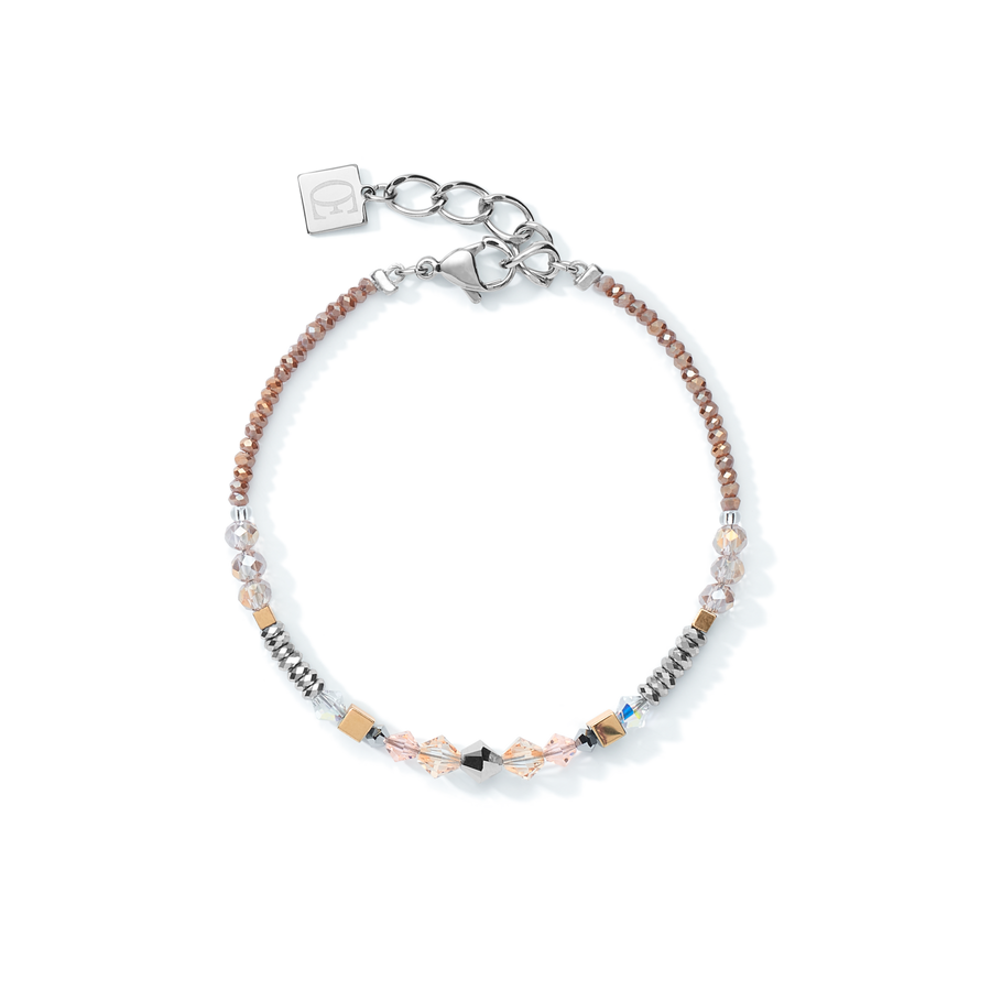 Braccialetto Amulet Bicolor Crystals & Hematite oro-argento