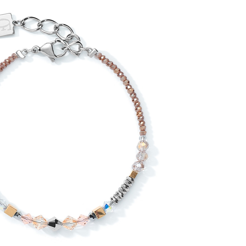 Braccialetto Amulet Bicolor Crystals & Hematite oro-argento