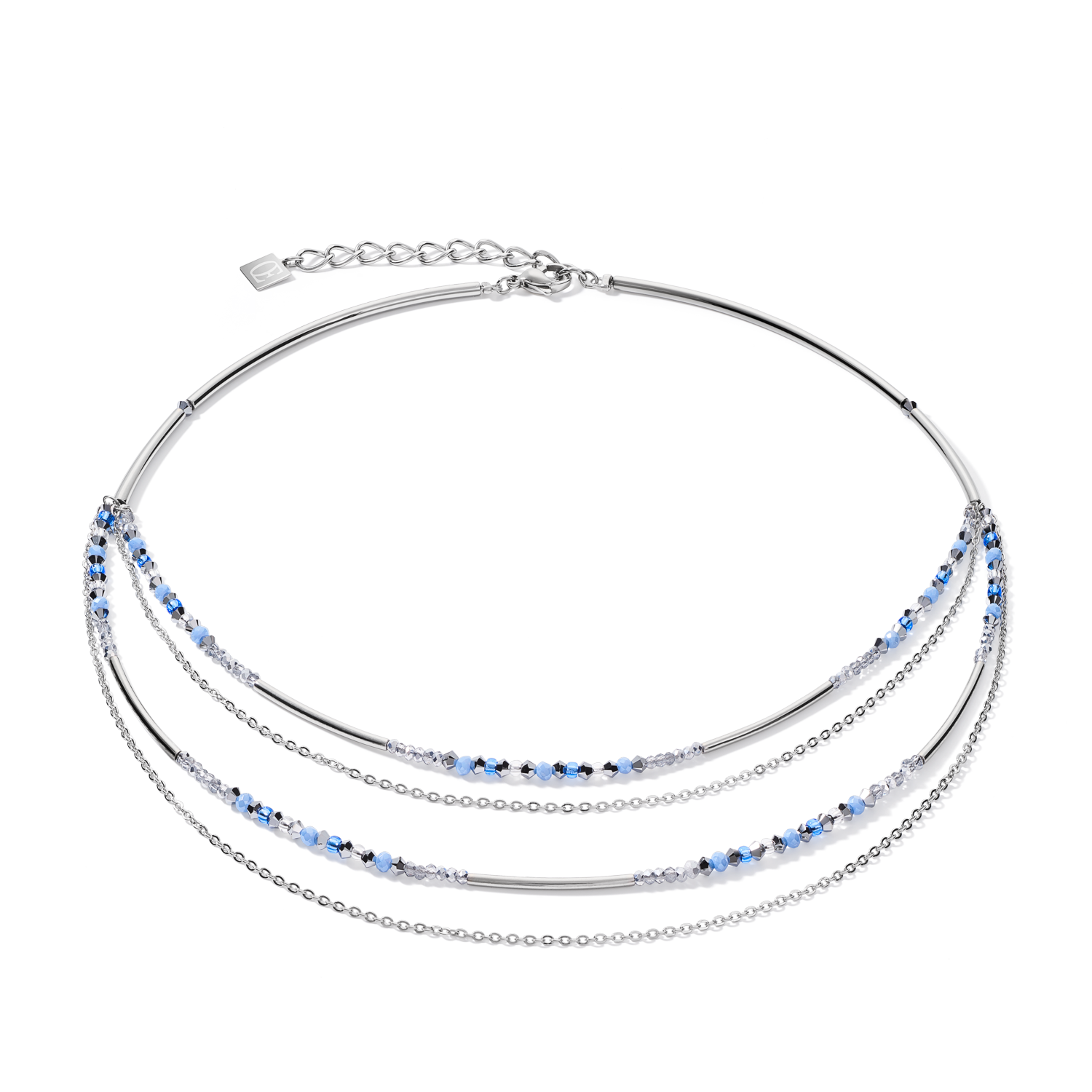 Collana fine waterfall argento-blu chiaro