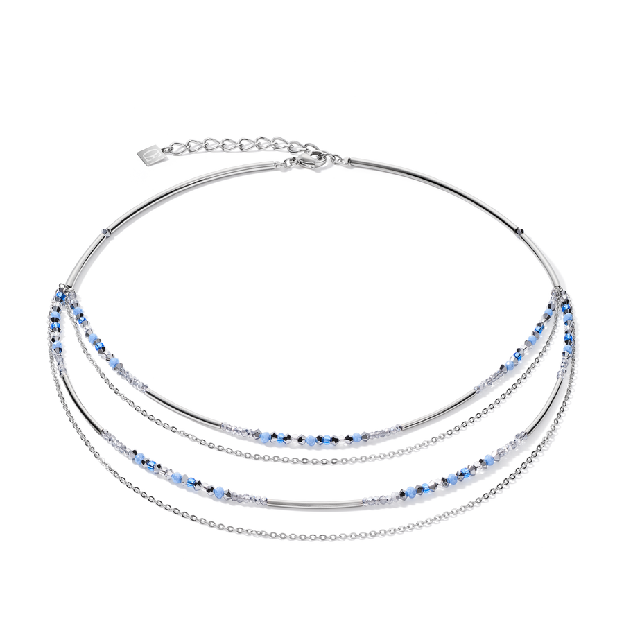 Collana fine waterfall argento-blu chiaro