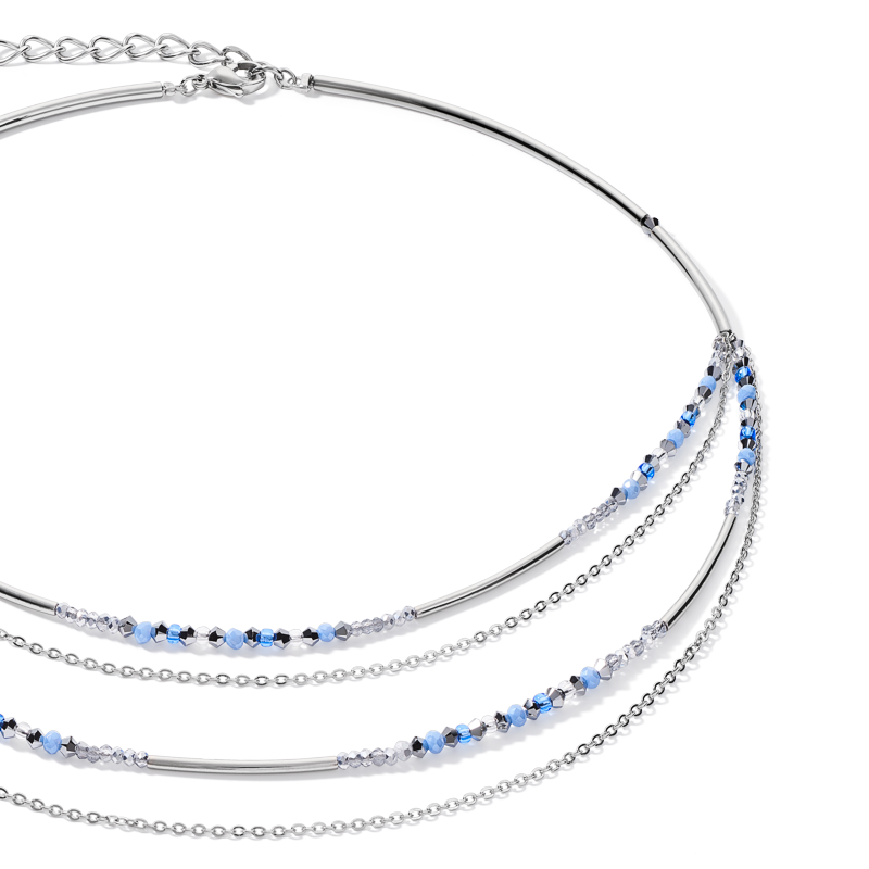 Collana fine waterfall argento-blu chiaro