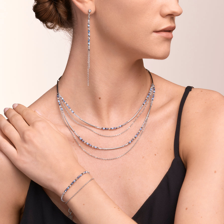 Collana fine waterfall argento-blu chiaro