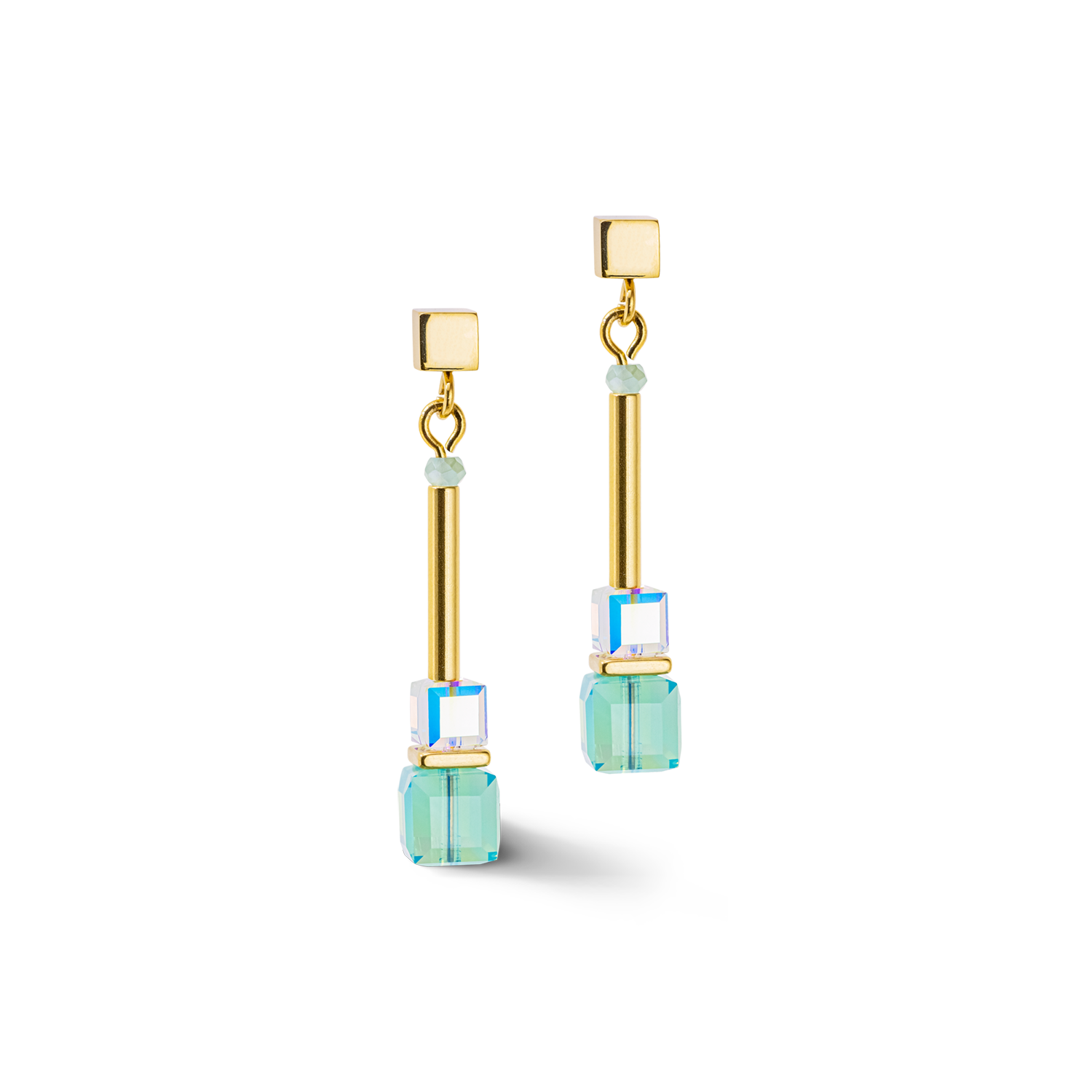Orecchini Cube Story Minimalistic oro-turchese