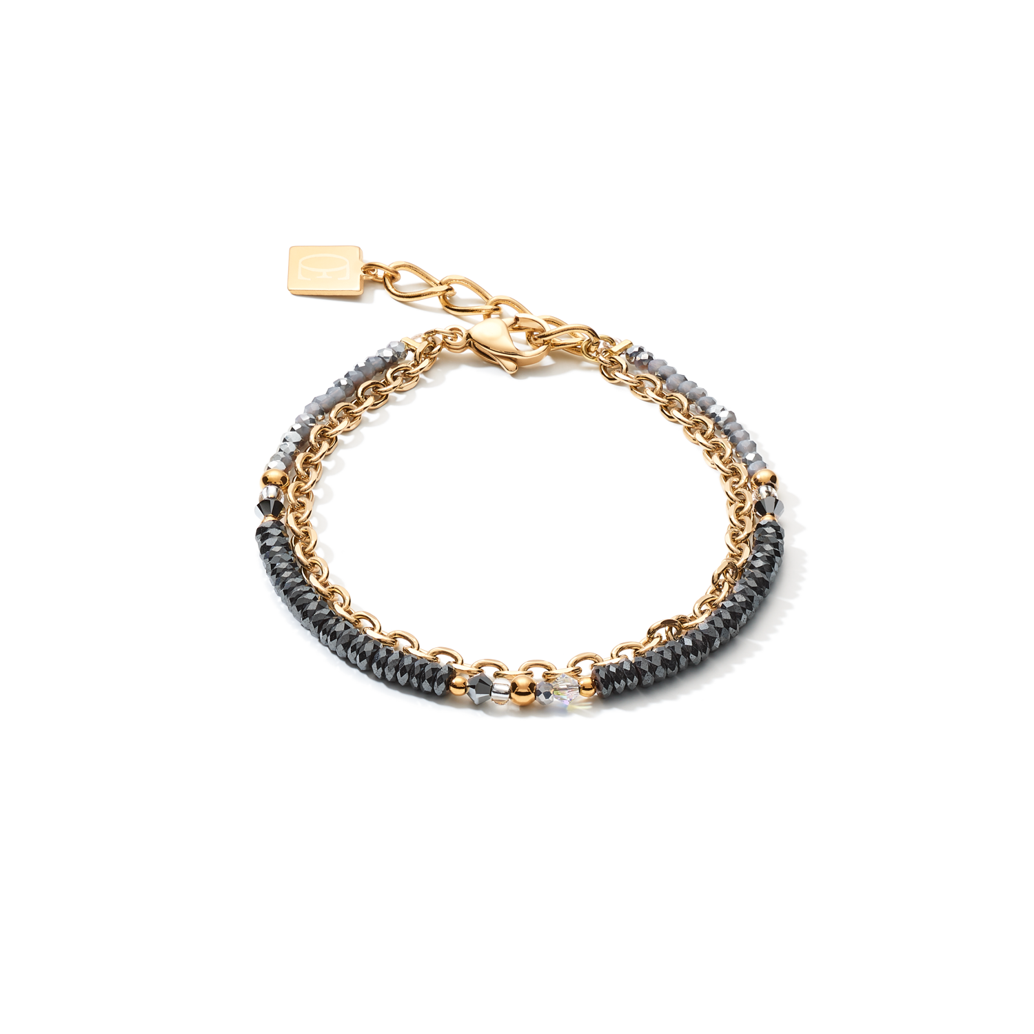 Bracciale 4-in-1 palla catena in acciaio inox & ematite oro