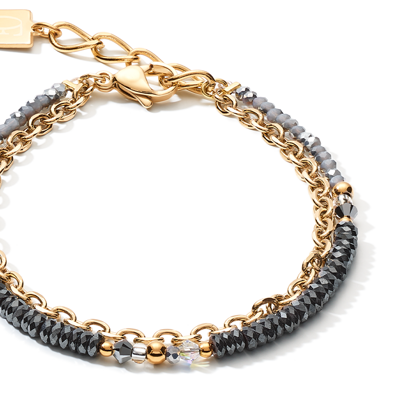 Bracciale 4-in-1 palla catena in acciaio inox & ematite oro