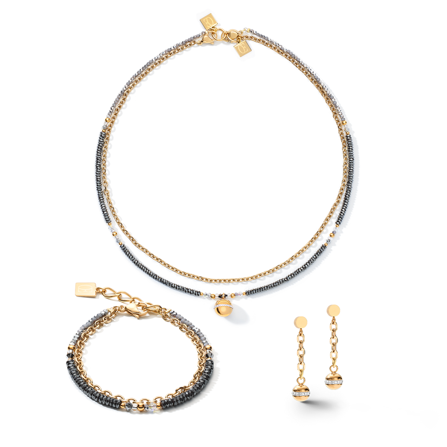 Bracciale 4-in-1 palla catena in acciaio inox & ematite oro