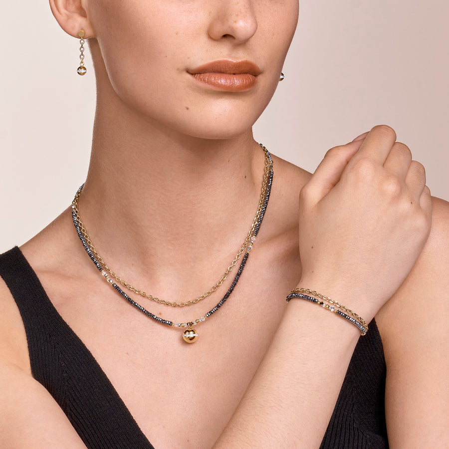 Bracciale 4-in-1 palla catena in acciaio inox & ematite oro