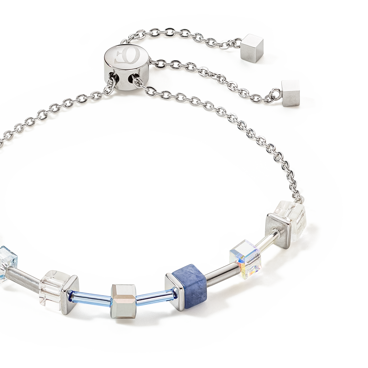 Braccialetto GeoCUBE® Precious & Slider Closure argento blu