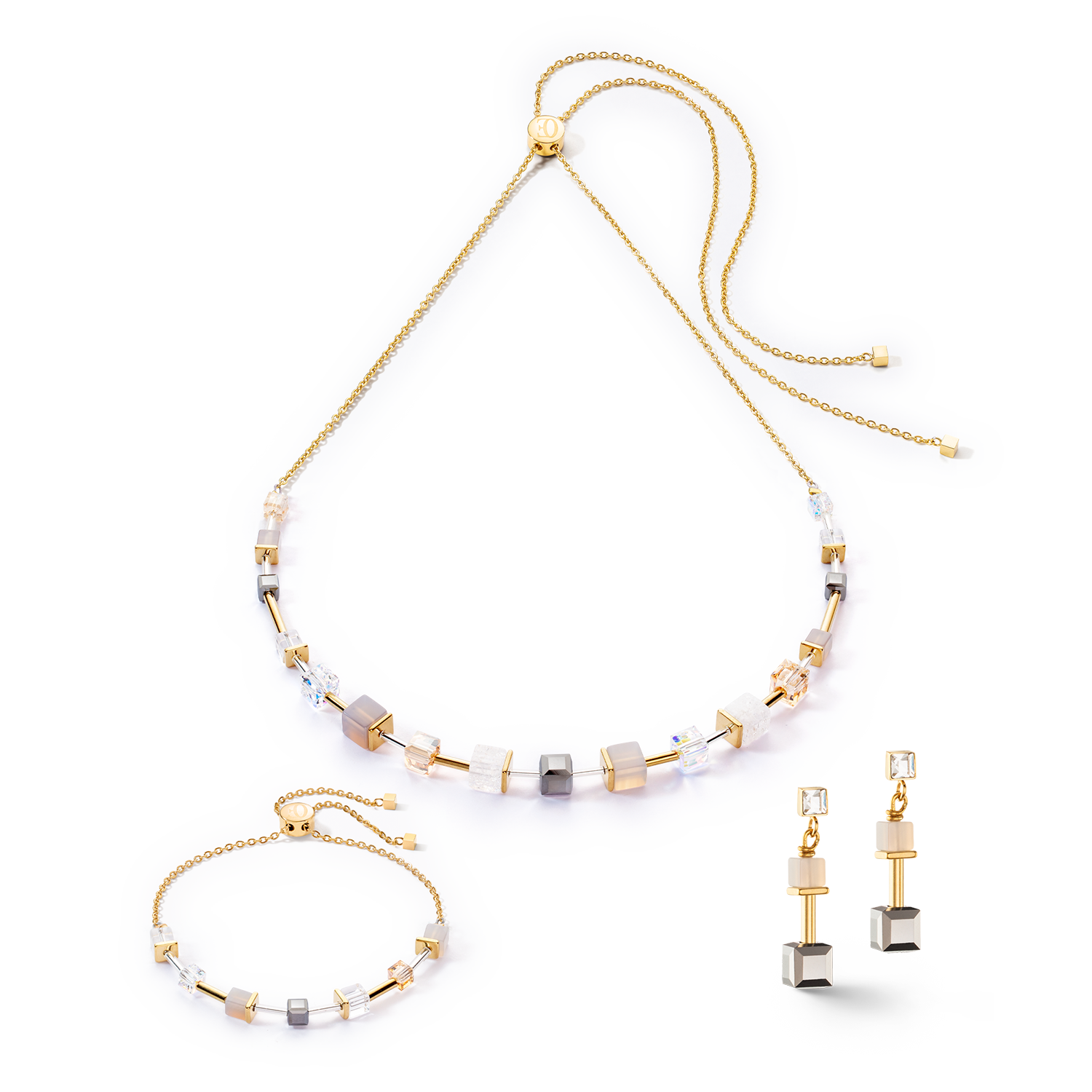 Bracciale GeoCUBE® Preciouse Slider Closure oro-grigio