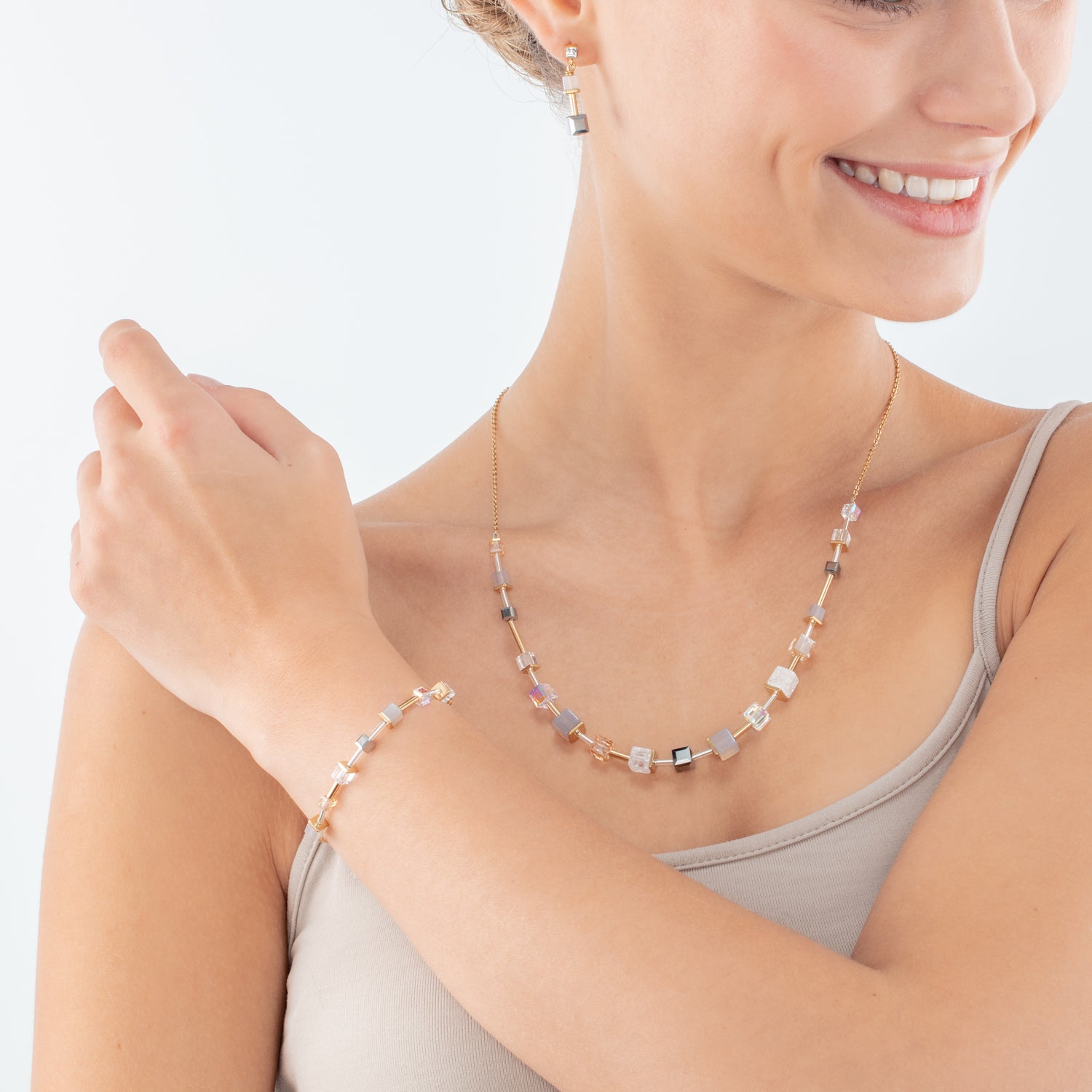 Bracciale GeoCUBE® Preciouse Slider Closure oro-grigio