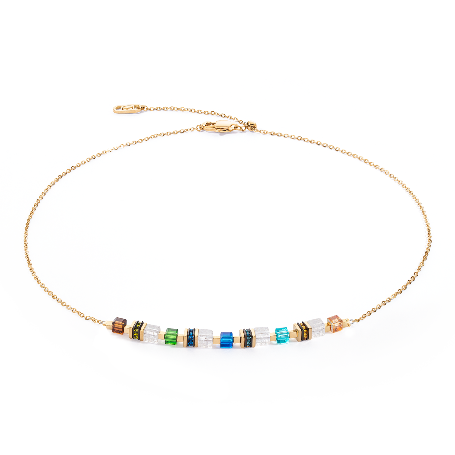 Collana Mini Cubes e Chain oro-multicolore