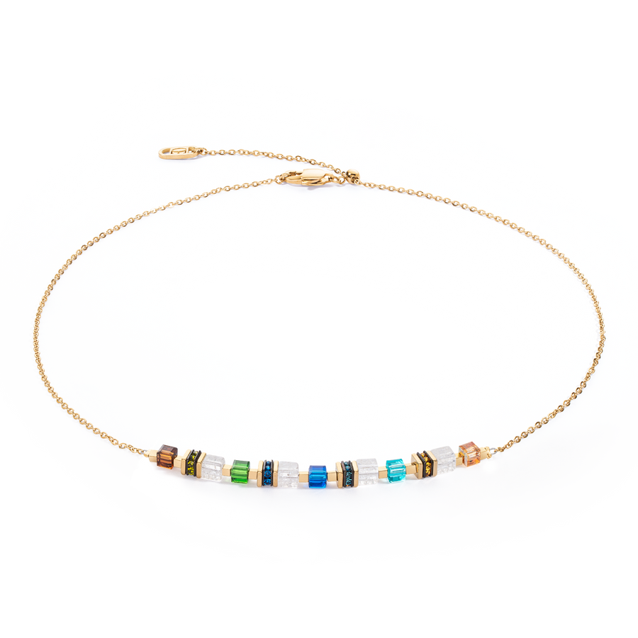 Collana Mini Cubes e Chain oro-multicolore