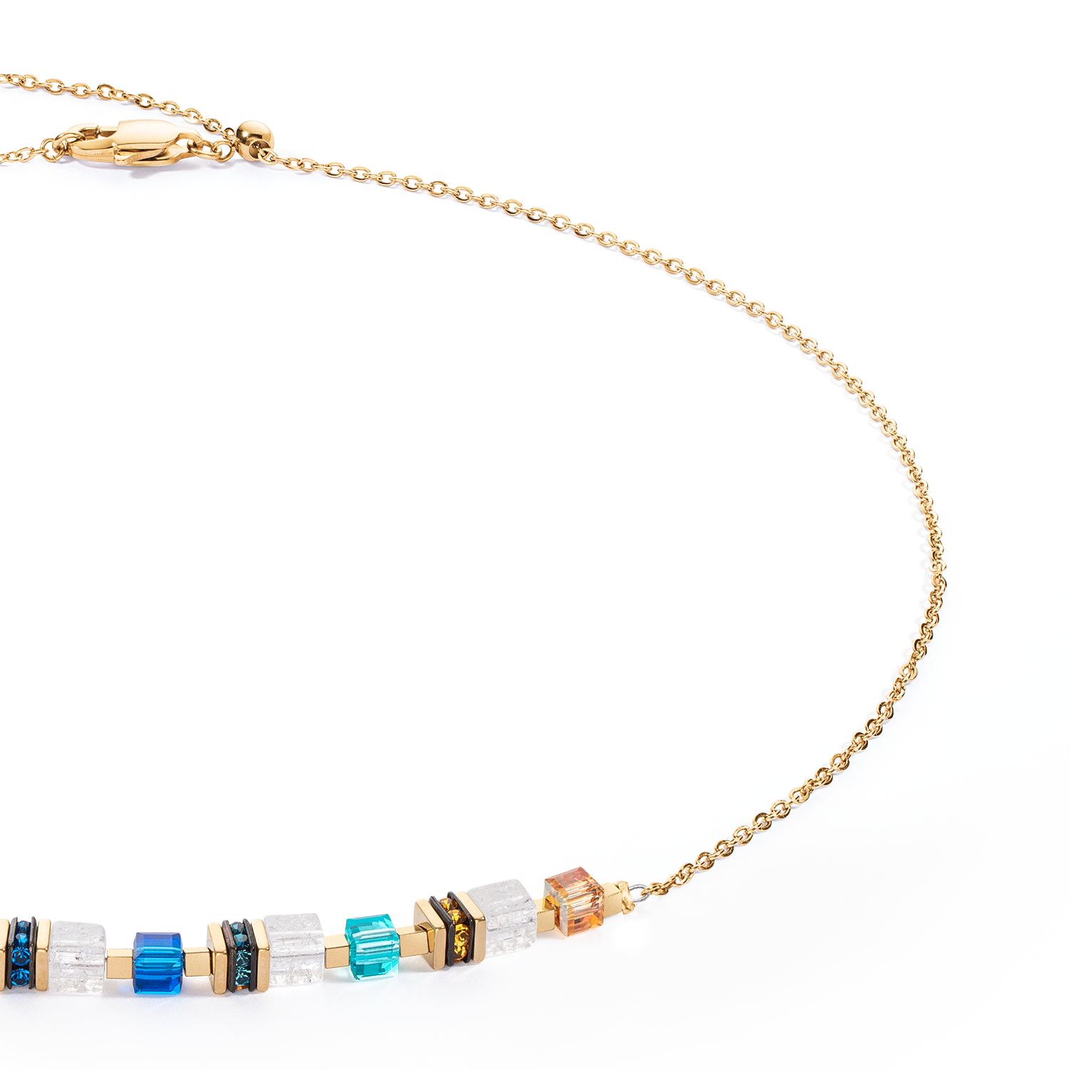 Collana Mini Cubes e Chain oro-multicolore