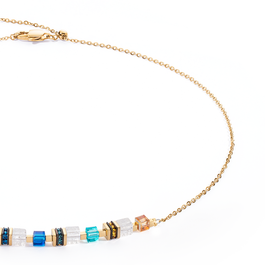 Collana Mini Cubes e Chain oro-multicolore