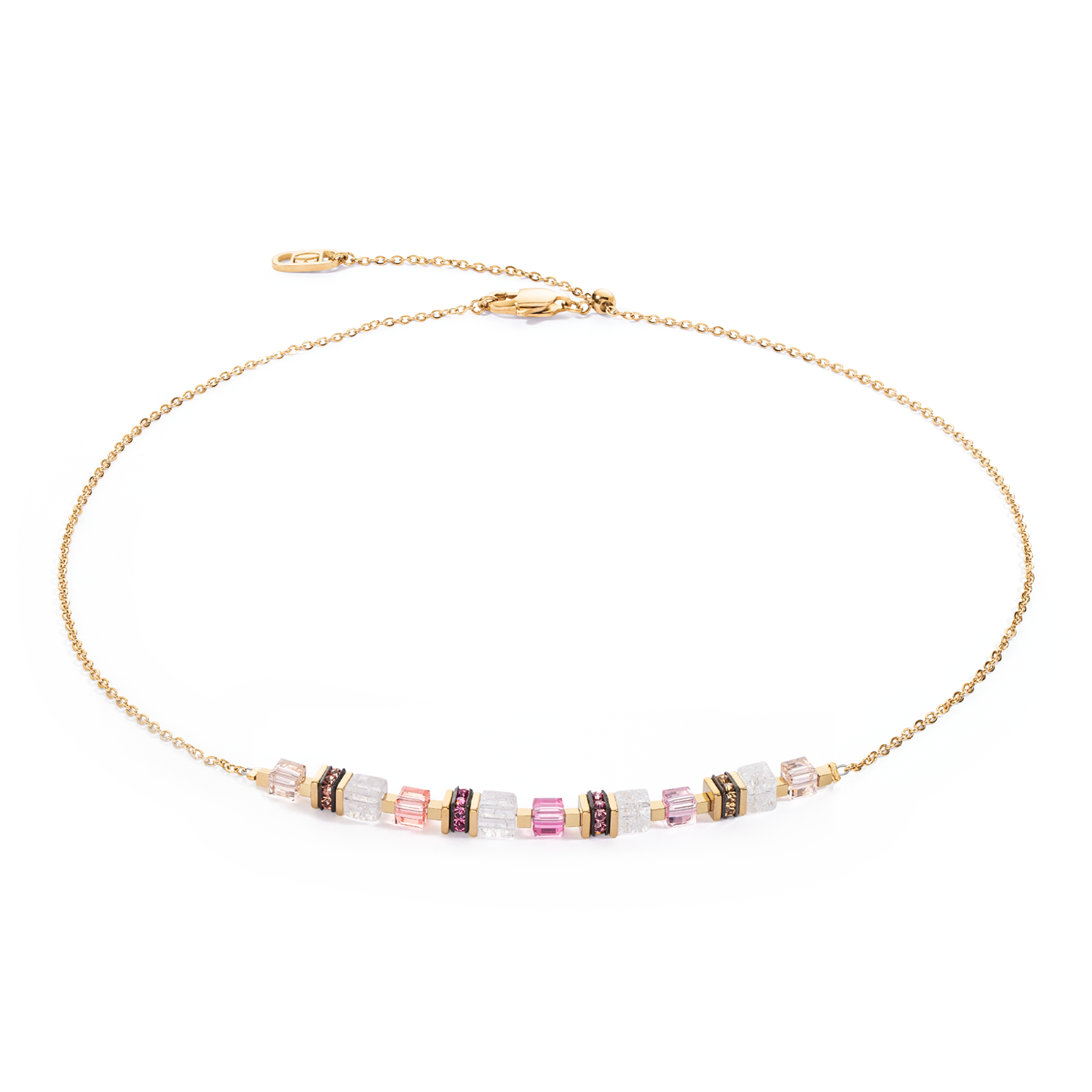 Collana Mini Cubes e Chain oro-rosa