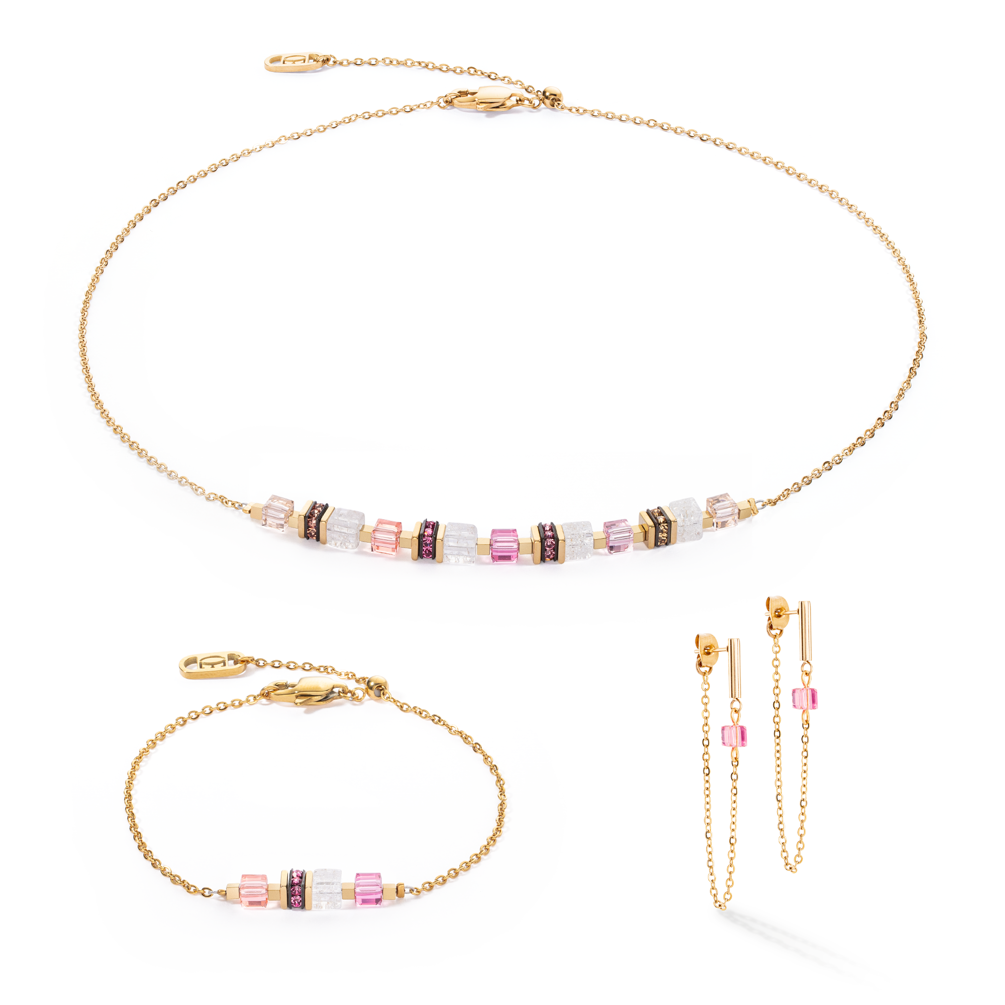 Collana Mini Cubes e Chain oro-rosa