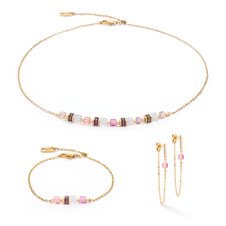 Collana Mini Cubes e Chain oro-rosa