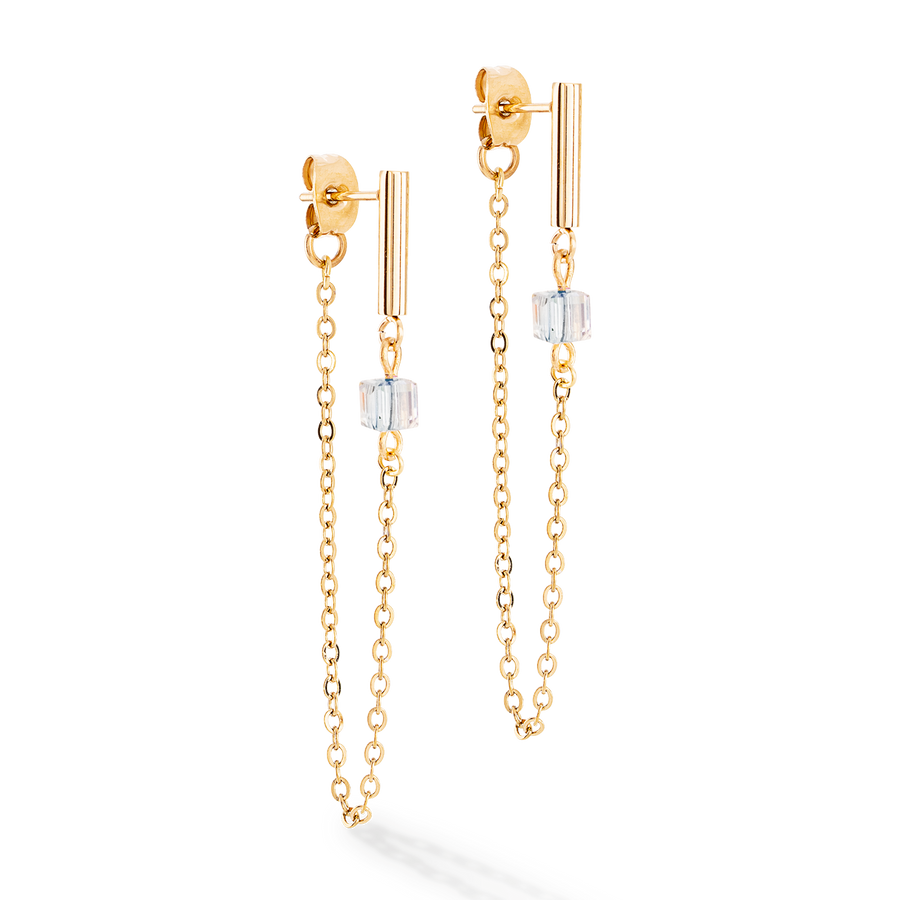 Orecchini Mini Cubes e Chain oro-nero