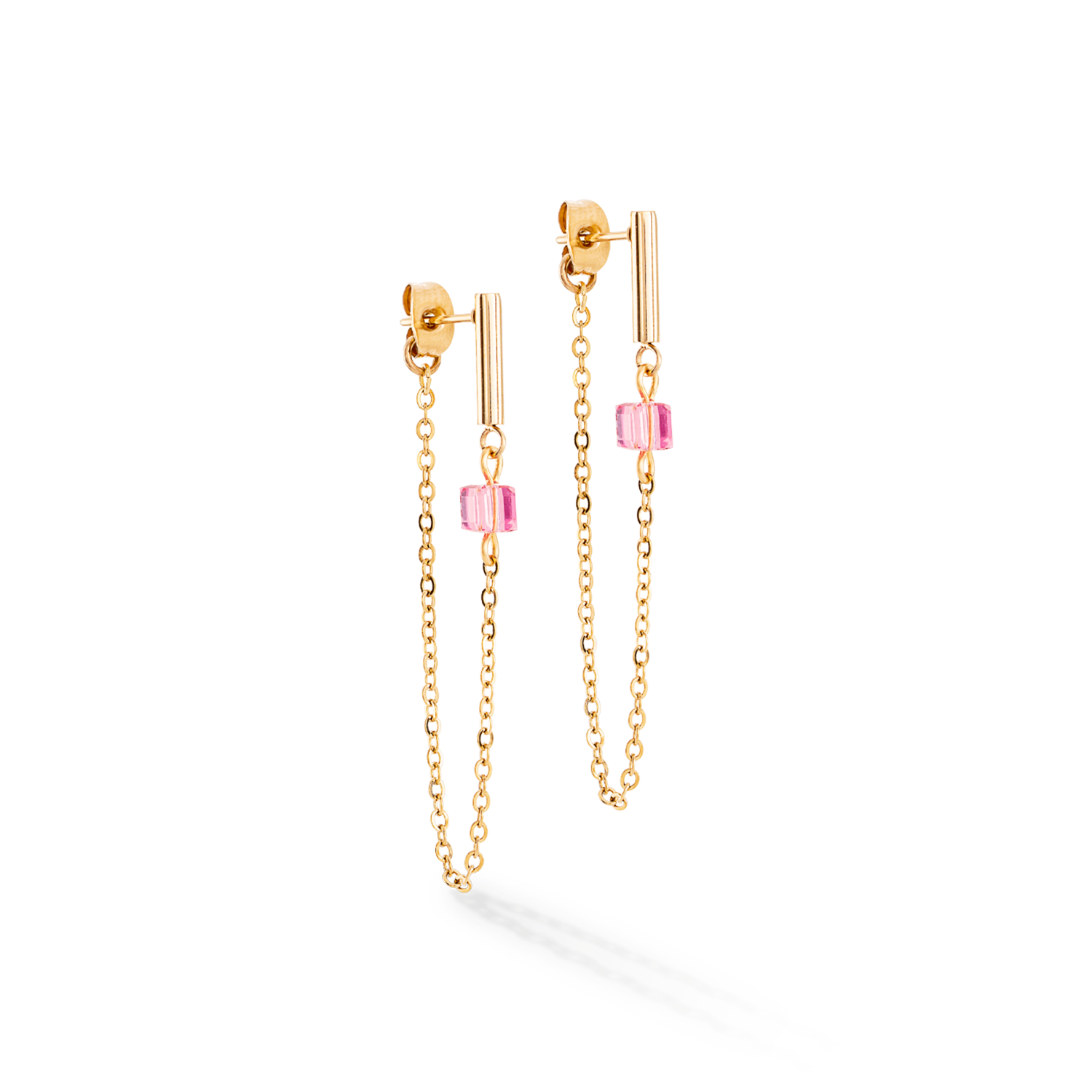 Orecchini Mini Cubes e Chain oro-rosa