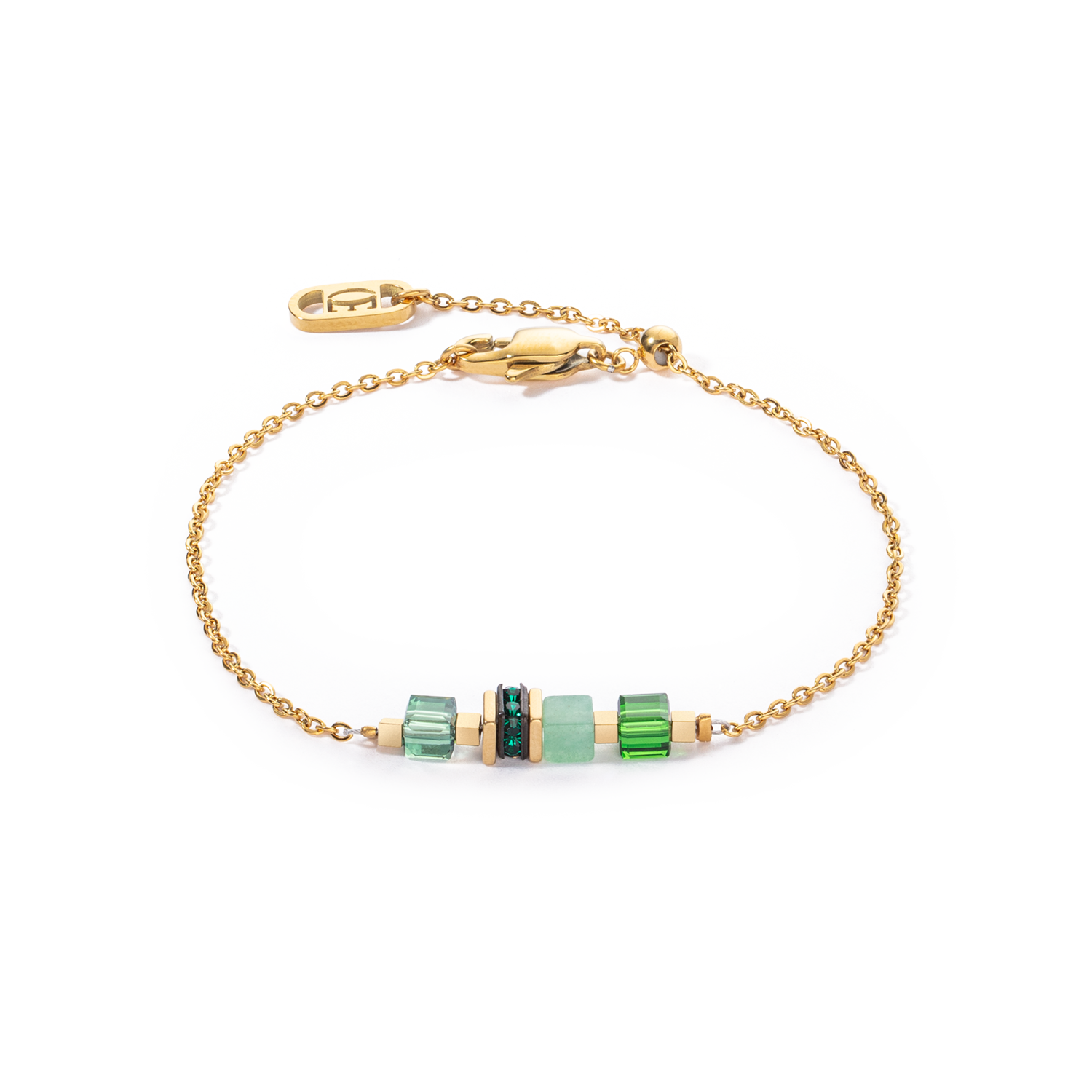 Bracciale Mini Cubes e Chain oro-verde