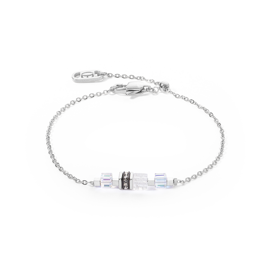 Bracciale Mini Cubes e Chain argento-bianco