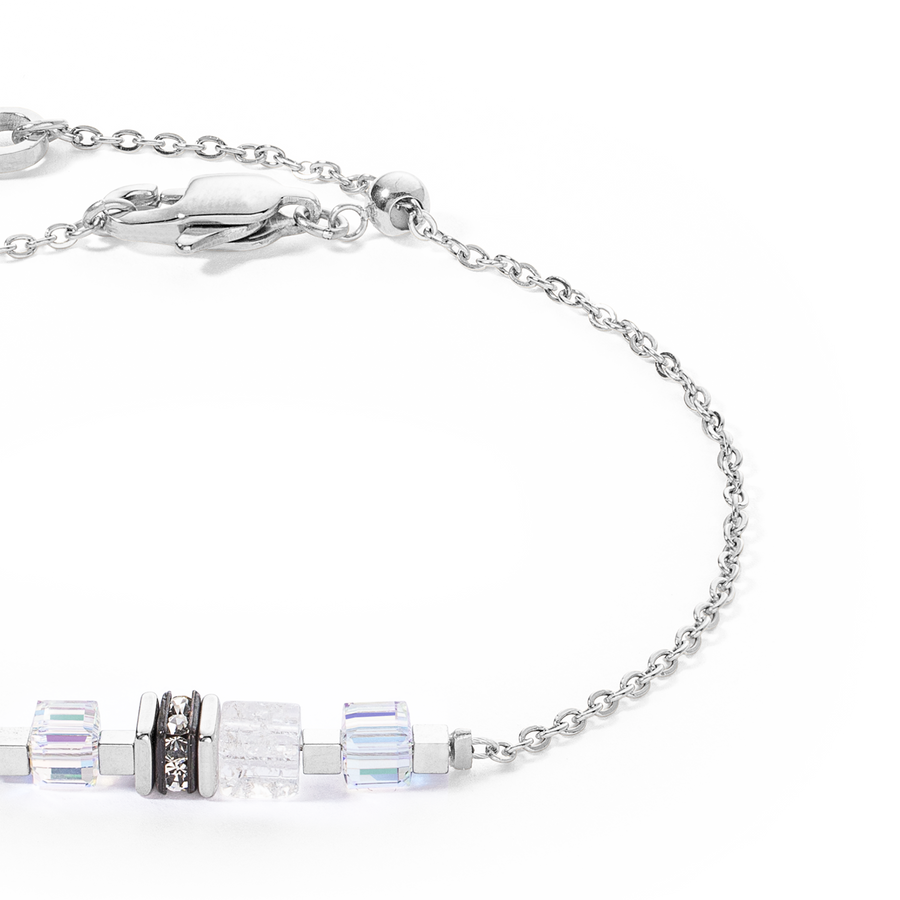 Bracciale Mini Cubes e Chain argento-bianco