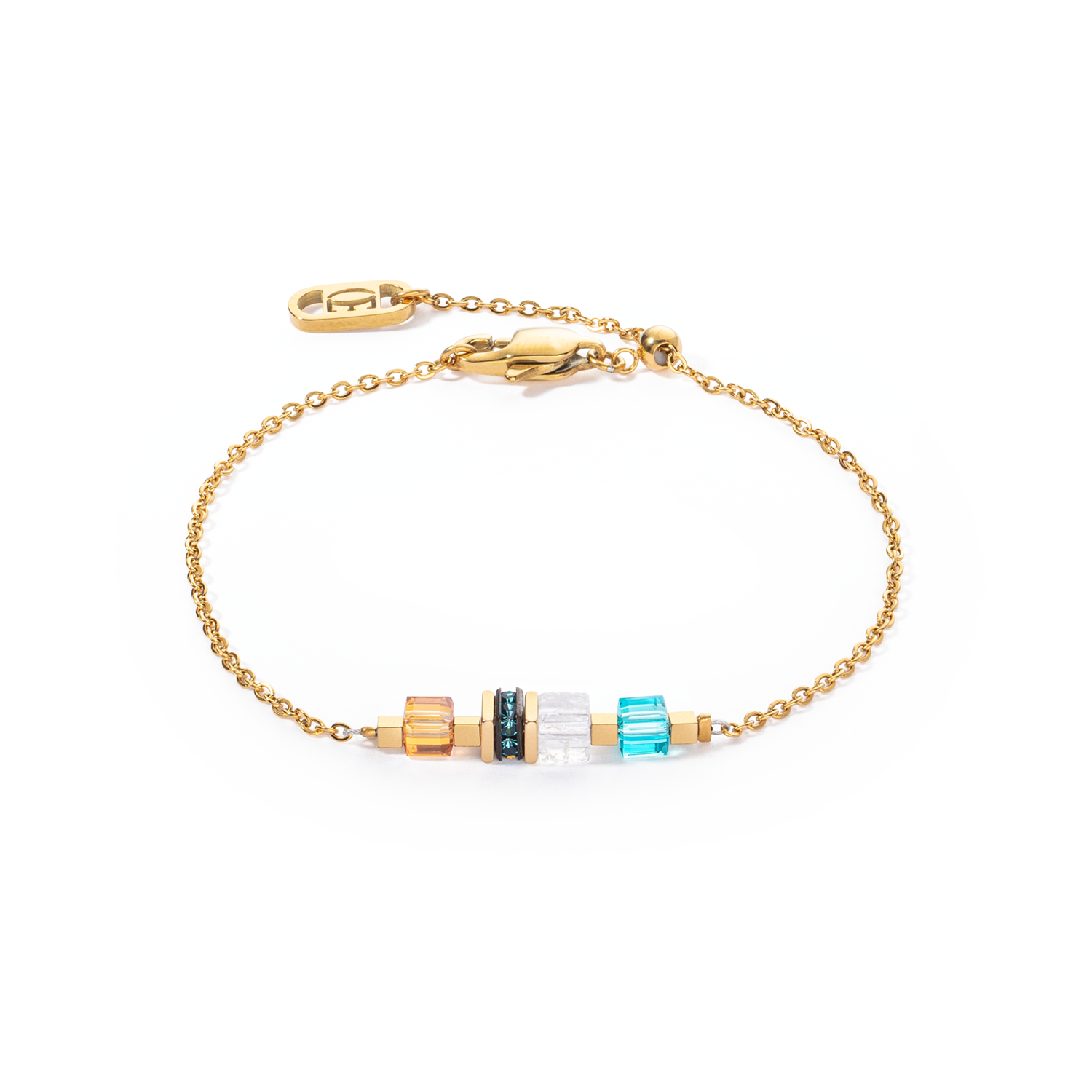 Bracciale Mini Cubes e Chain oro-multicolore