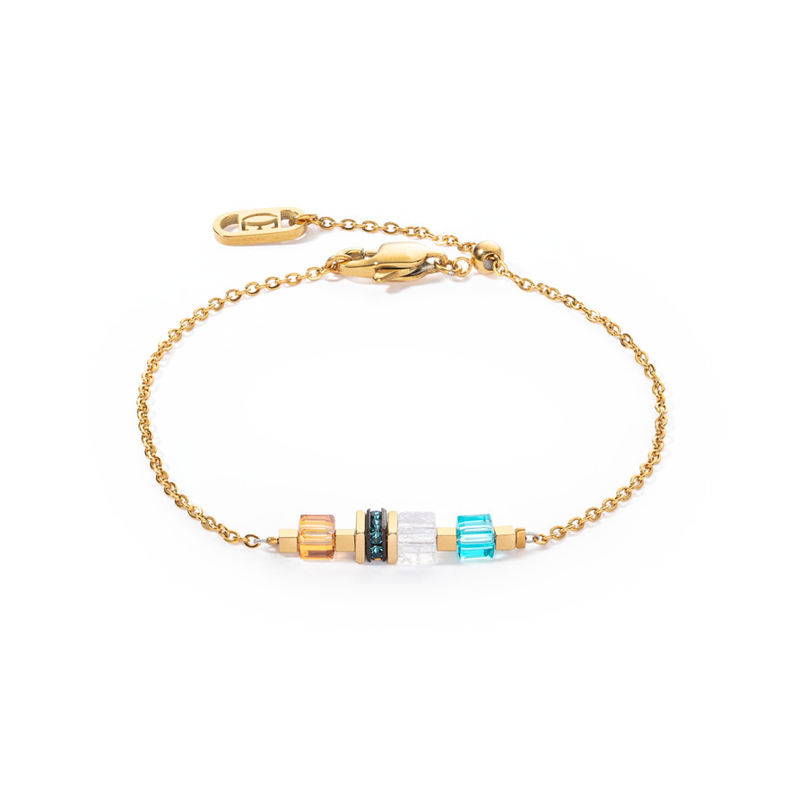 Bracciale Mini Cubes e Chain oro-multicolore