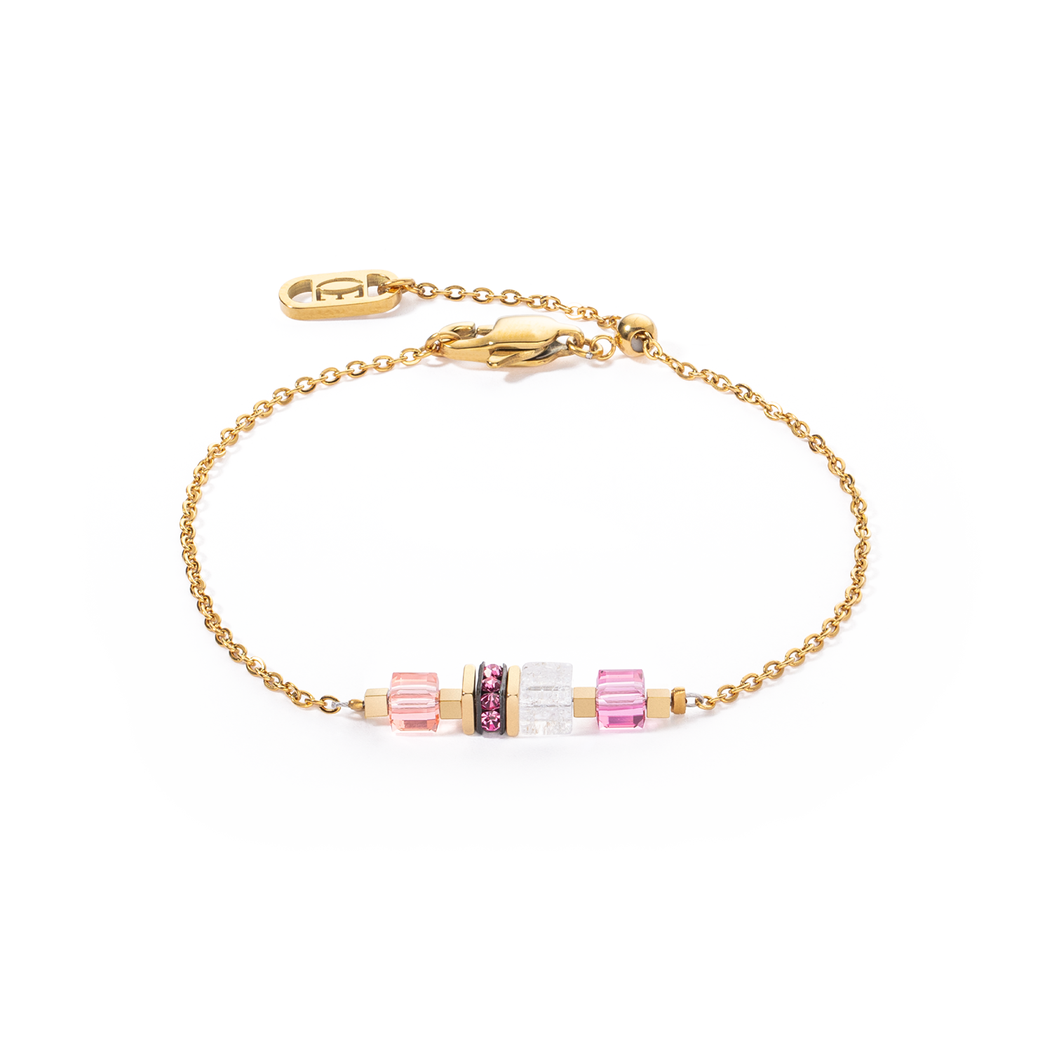 Bracciale Mini Cubes e Chain oro-rosa