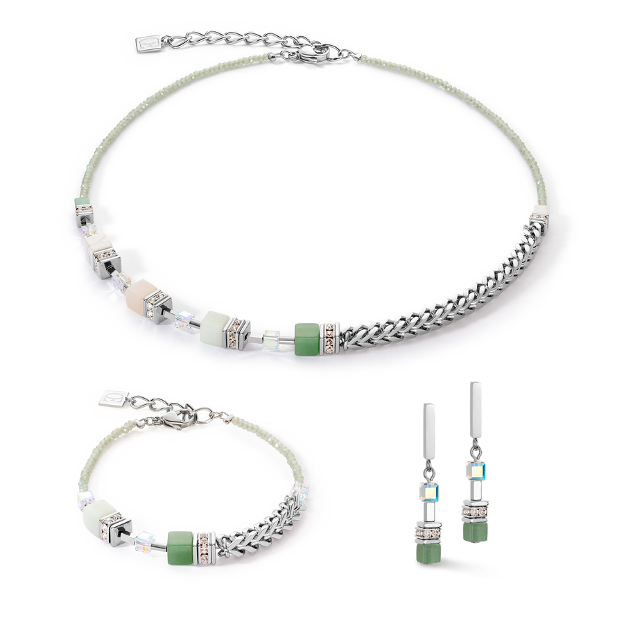 Orecchini GeoCUBE® Precious Fusion Chunky Chain verde chiaro