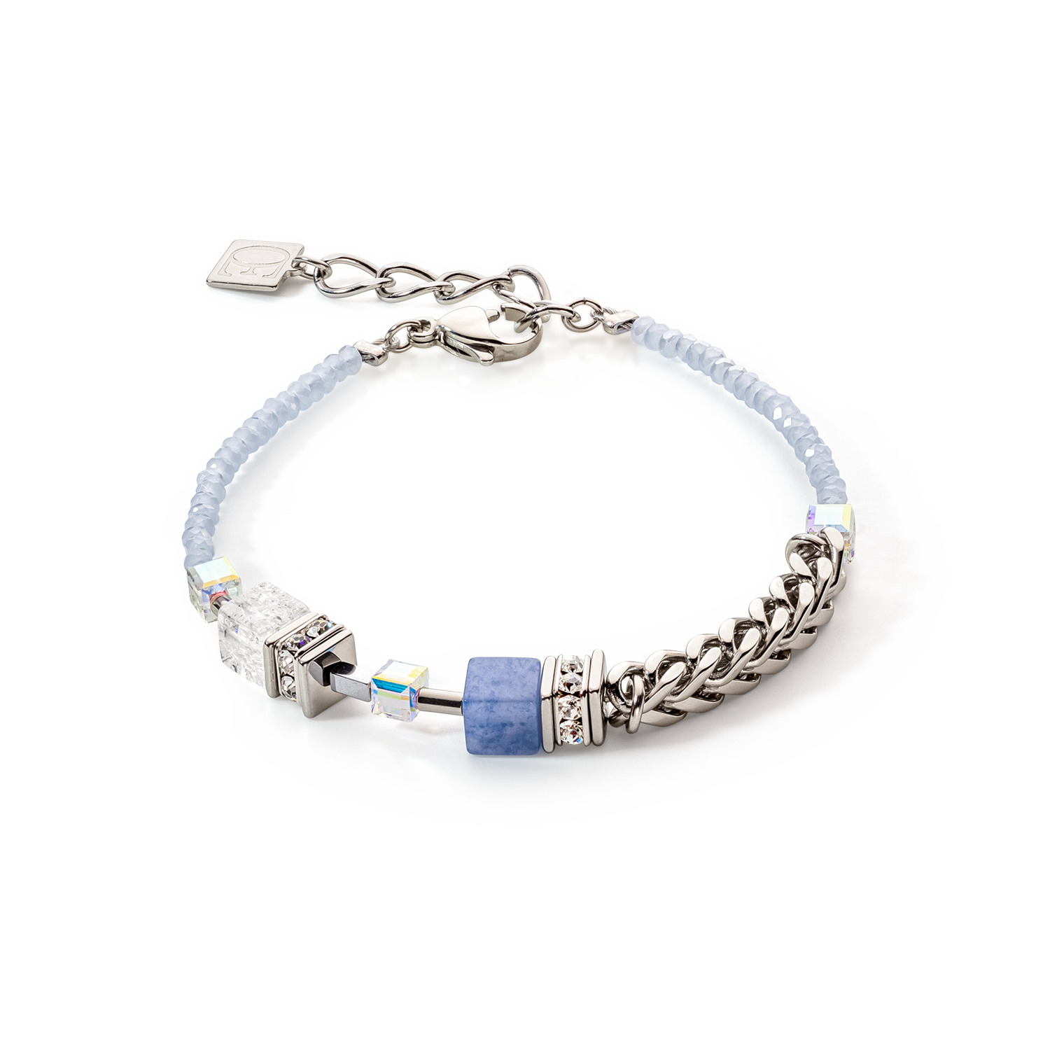 Bracciale GeoCUBE® Precious Fusion Chunky Chain blu chiaro