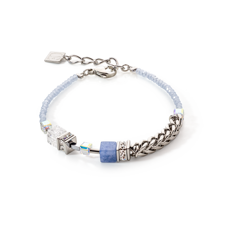 Bracciale GeoCUBE® Precious Fusion Chunky Chain blu chiaro