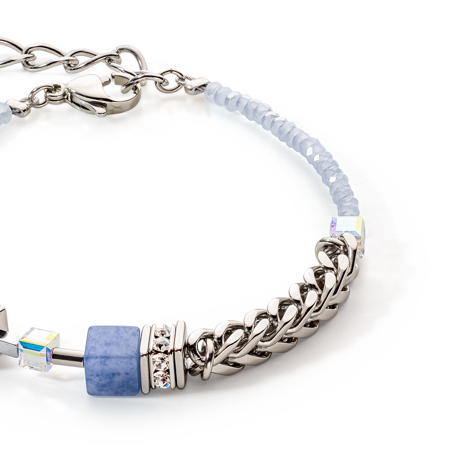 Bracciale GeoCUBE® Precious Fusion Chunky Chain blu chiaro