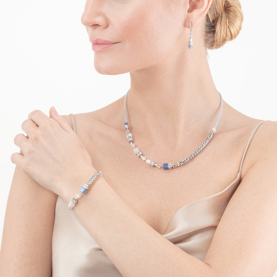 Bracciale GeoCUBE® Precious Fusion Chunky Chain blu chiaro