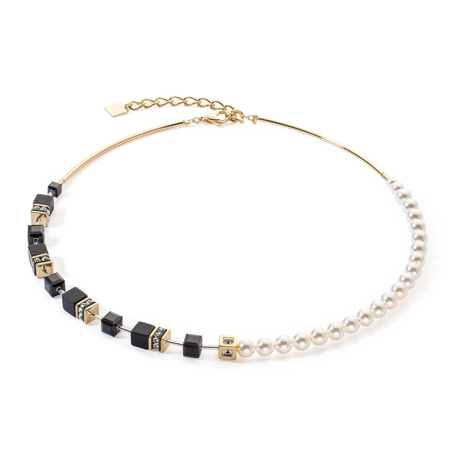 Collana GeoCUBE® Precious Fusion Pearls nero-oro