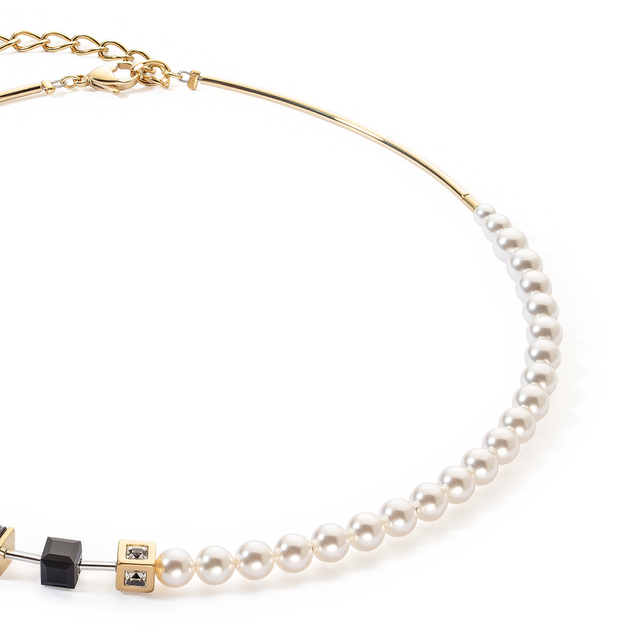 Collana GeoCUBE® Precious Fusion Pearls nero-oro