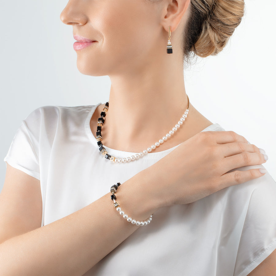 Collana GeoCUBE® Precious Fusion Pearls nero-oro