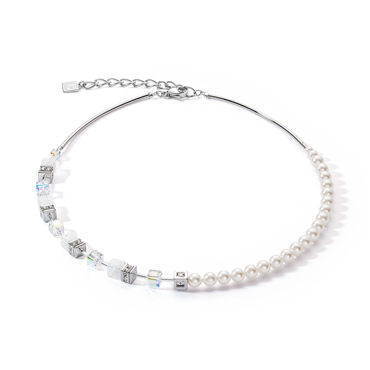 Collana GeoCUBE® Precious Fusion Pearls bianca