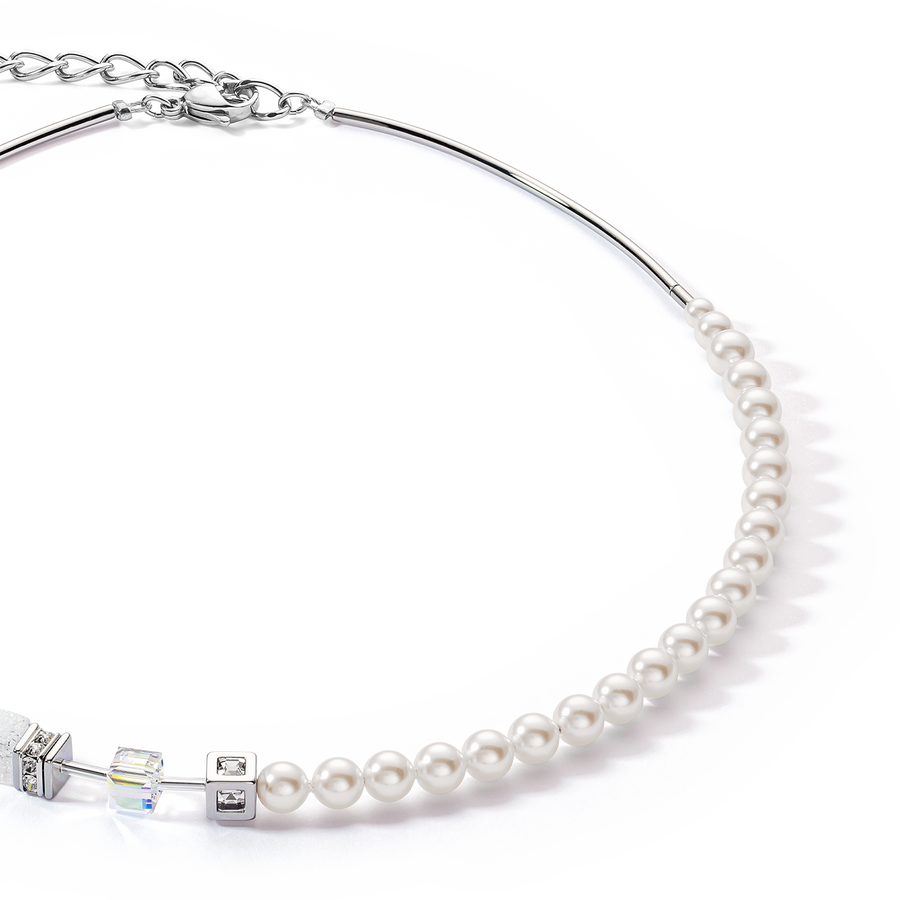 Collana GeoCUBE® Precious Fusion Pearls bianca