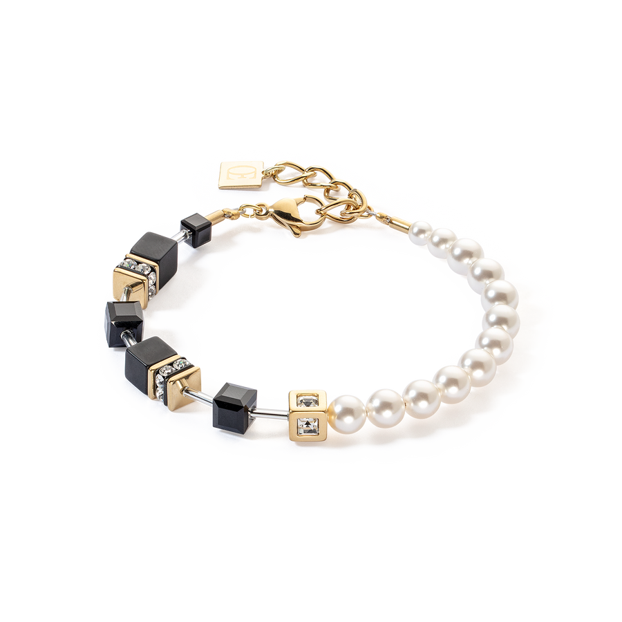 Bracciale GeoCUBE® Precious Fusion Pearls nero-oro