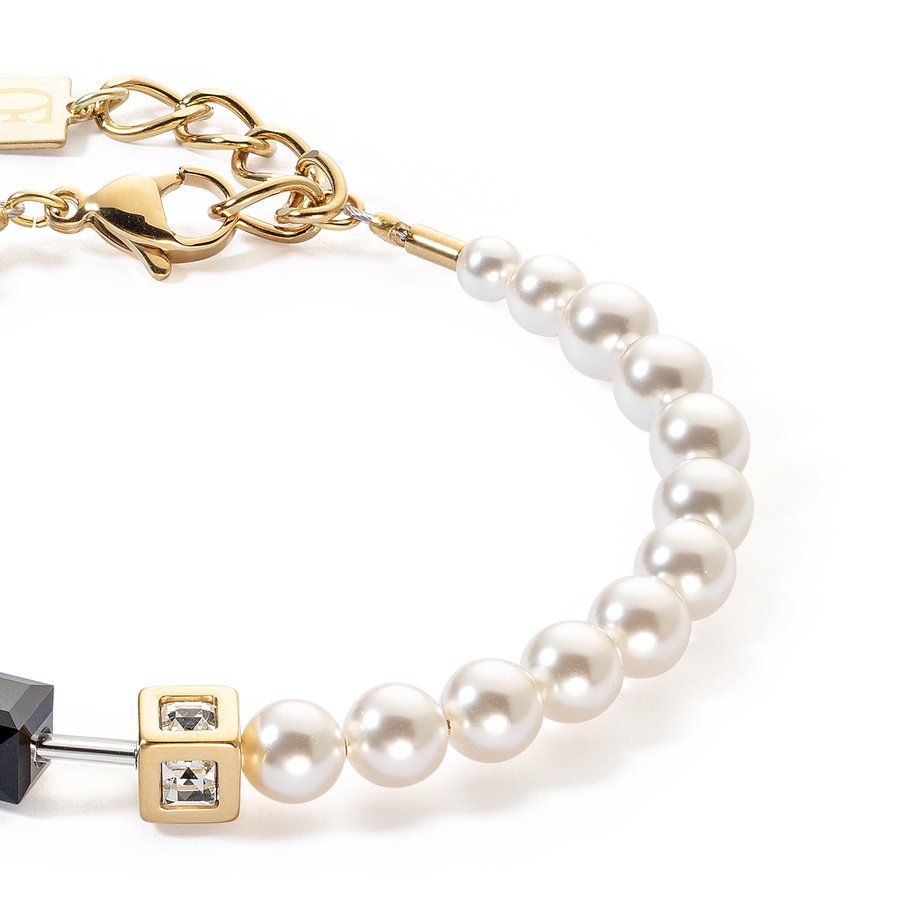 Bracciale GeoCUBE® Precious Fusion Pearls nero-oro