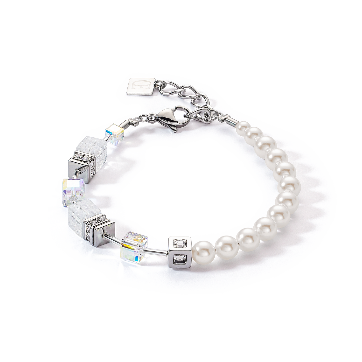 Bracciale GeoCUBE® Precious Fusion Pearls bianco