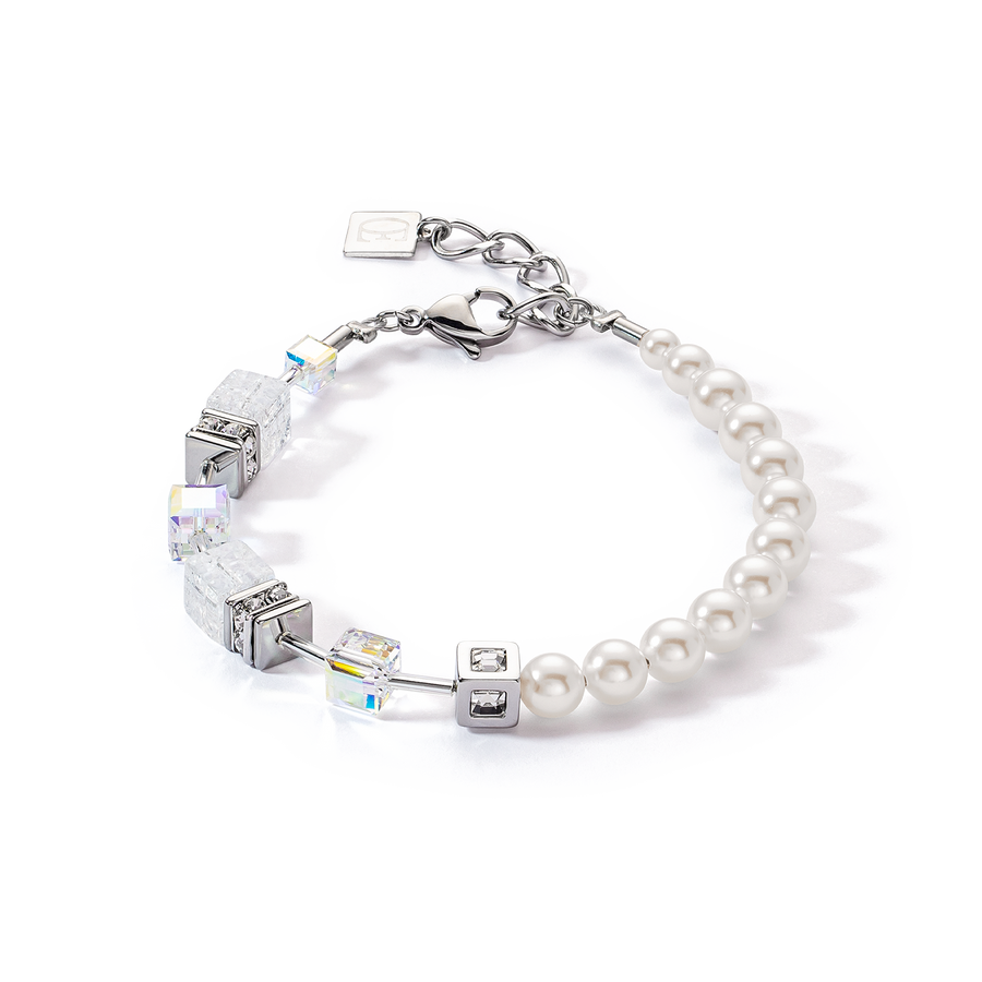 Bracciale GeoCUBE® Precious Fusion Pearls bianco