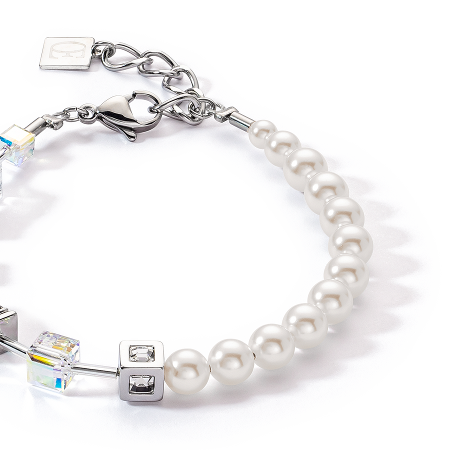 Bracciale GeoCUBE® Precious Fusion Pearls bianco