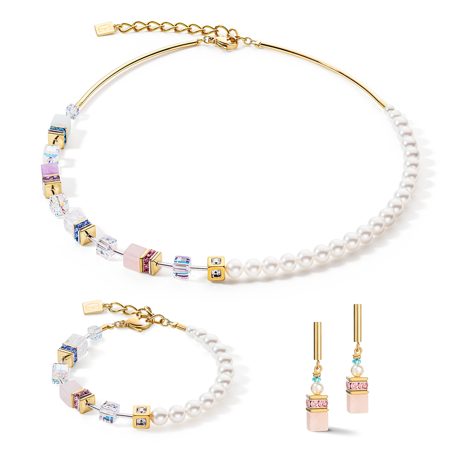 Bracciale GeoCUBE® Precious Fusion Pearls multicolor pastello