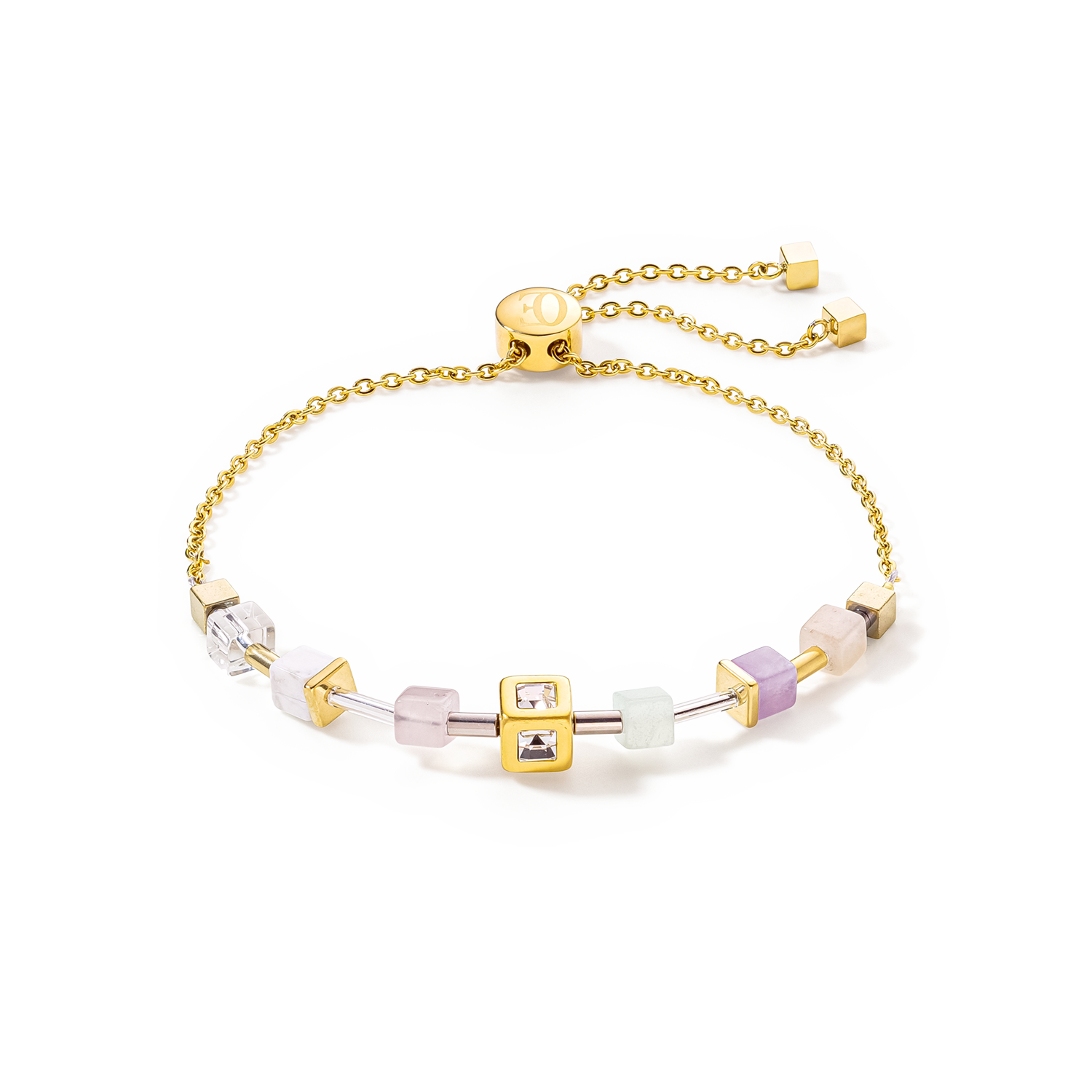 Bracciale GeoCUBE® Precious & Slider Closure oro multicolor pastello