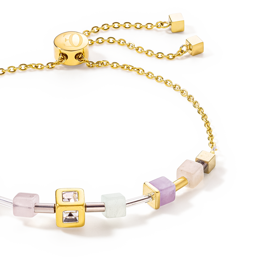 Bracciale GeoCUBE® Precious & Slider Closure oro multicolor pastello