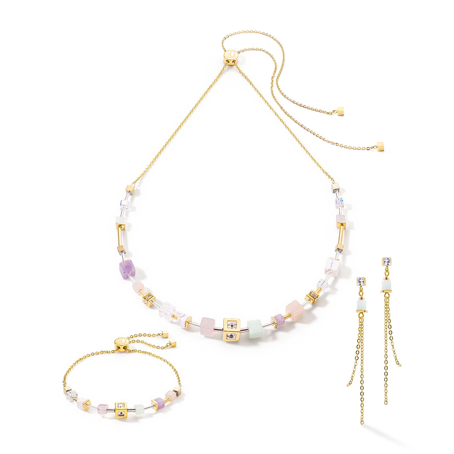 Bracciale GeoCUBE® Precious & Slider Closure oro multicolor pastello