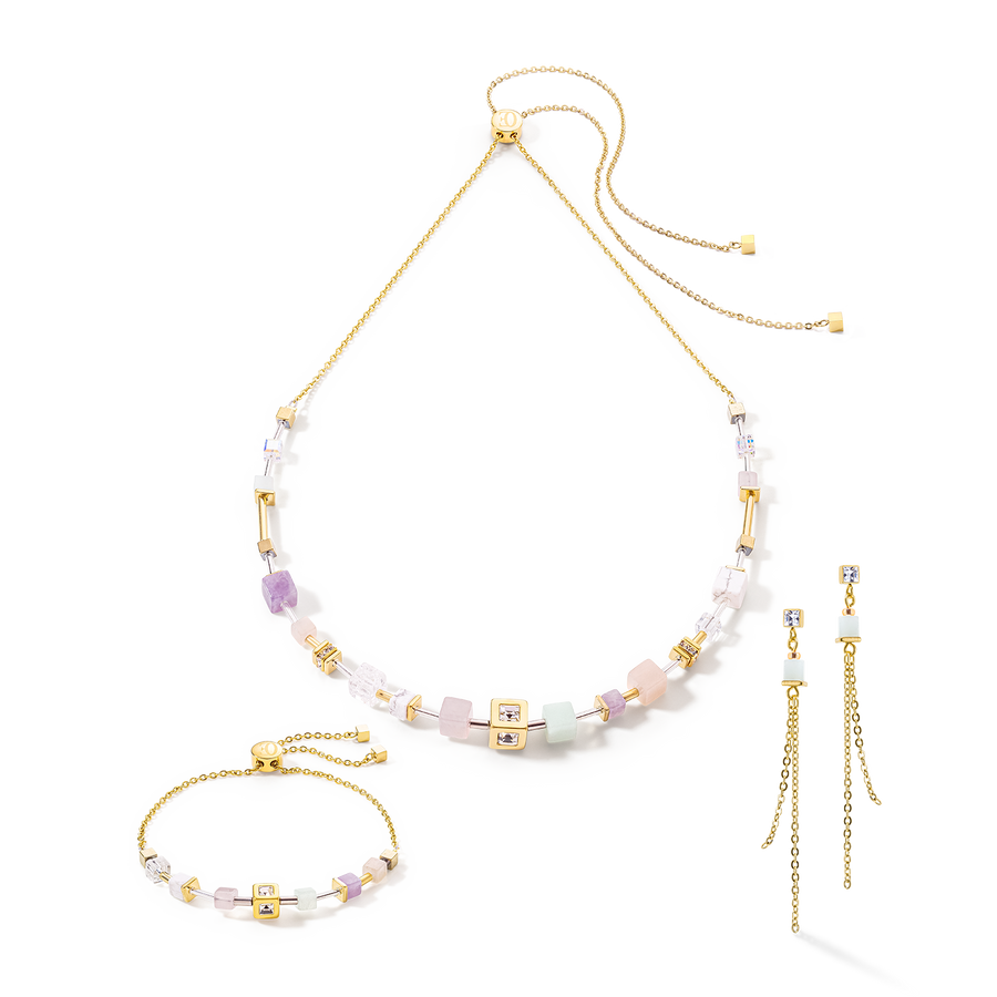 Bracciale GeoCUBE® Precious & Slider Closure oro multicolor pastello