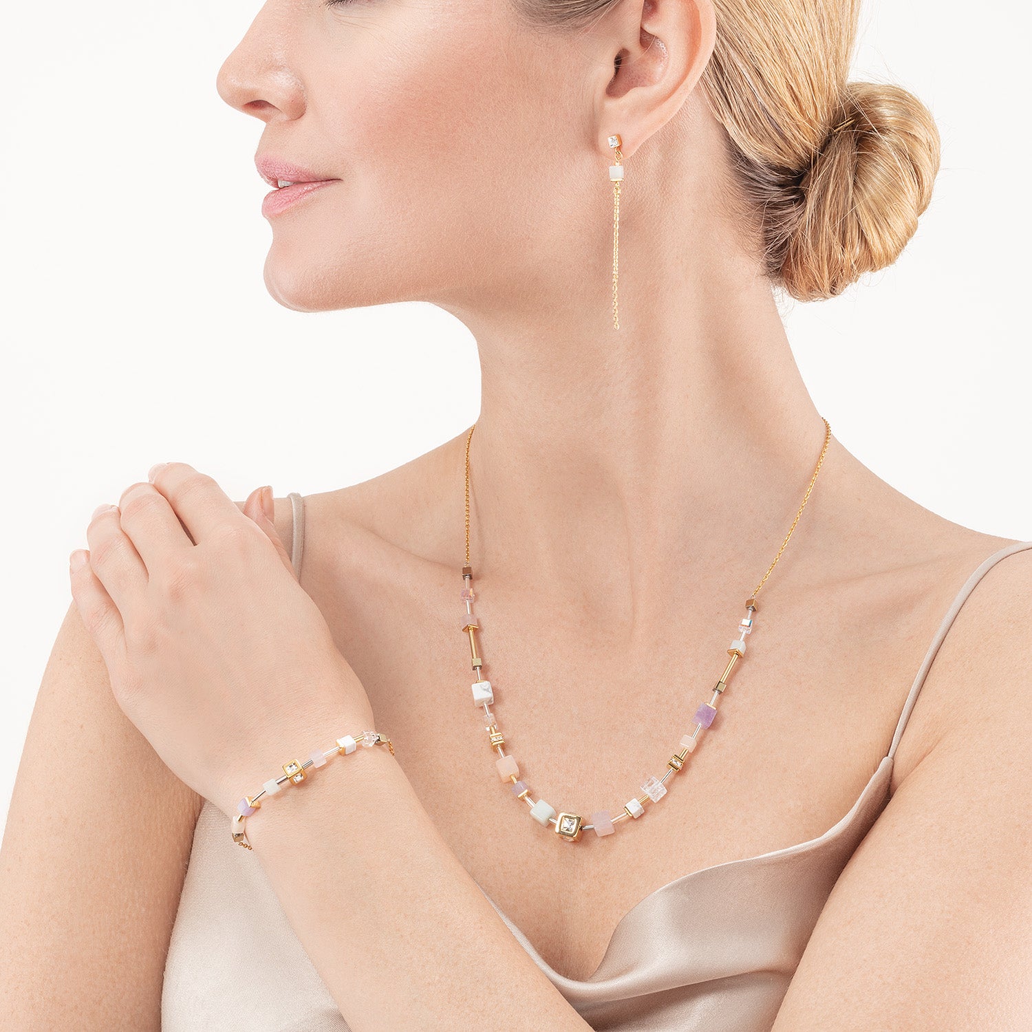 Bracciale GeoCUBE® Precious & Slider Closure oro multicolor pastello